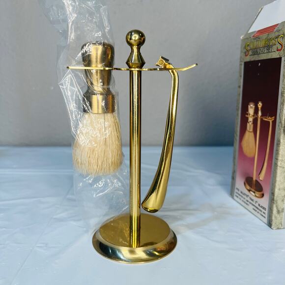 NWT Vintage World Showcase Gift Collection Solid Brass Shaving Set - Picture 6 of 11